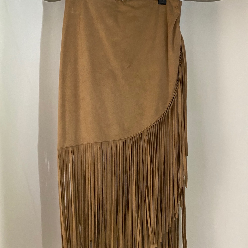 Sportsgirl Fringe Suede Skirt